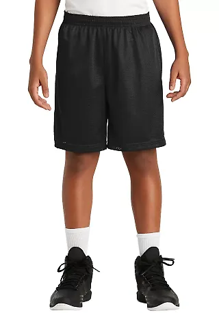 Sport Tek Youth PosiCharge Classic Mesh 8482 Short in Black front view
