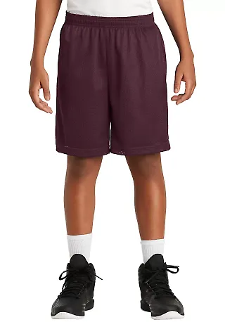 Sport Tek Youth PosiCharge Classic Mesh 8482 Short in Maroon front view
