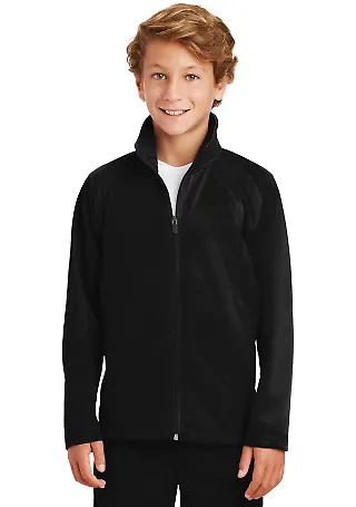 Sport Tek Youth Tricot Track Jacket YST90 in Black/black front view
