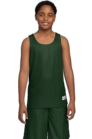 Sport Tek Youth PosiCharge Mesh153 Reversible Tank Forest Grn/Wht front view