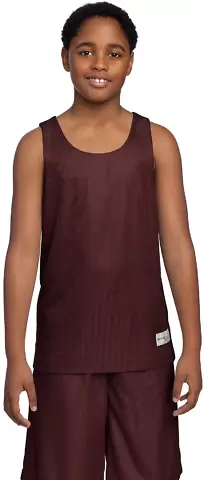 Sport Tek Youth PosiCharge Mesh153 Reversible Tank Maroon/White front view