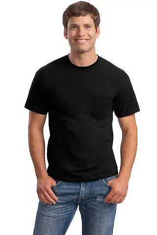 2300 Gildan Ultra Cotton Pocket T-shirt in Black front view