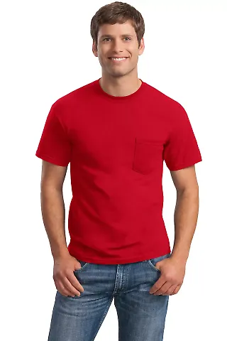 2300 Gildan Ultra Cotton Pocket T-shirt in Red front view