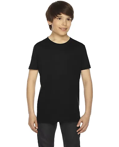 2201 American Apparel Unisex Youth Fine Jersey S/S BLACK front view