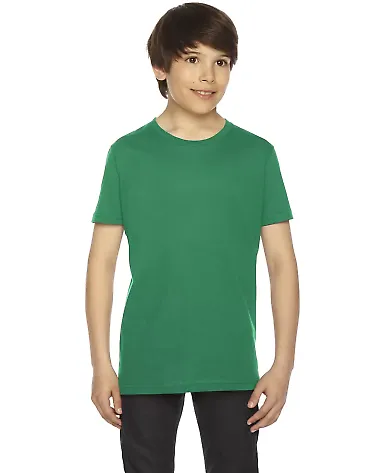2201 American Apparel Unisex Youth Fine Jersey S/S KELLY GREEN front view