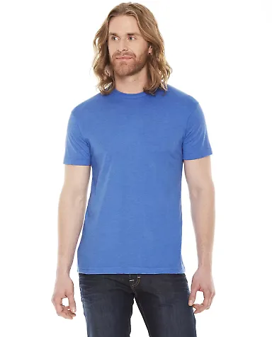 BB401 American Apparel Unisex Poly-Cotton Short Sl Heather Lake Blue front view