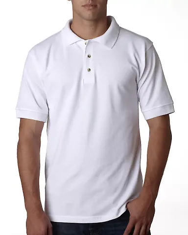 1000 Bayside Adult Cotton Pique Polo White front view