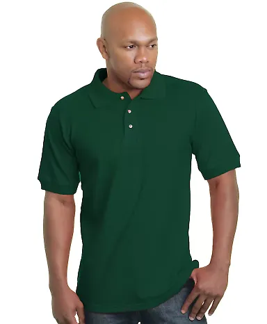 1000 Bayside Adult Cotton Pique Polo Forest Green front view