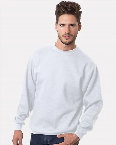 1102 Bayside Fleece Crew Neck Pullover White front view