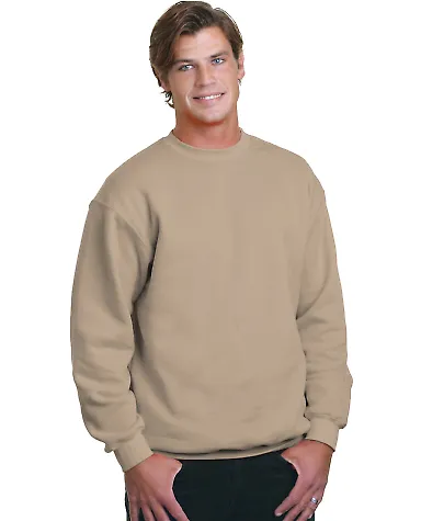 1102 Bayside Fleece Crew Neck Pullover Sand front view