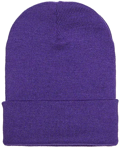 1501 Yupoong Heavyweight Cuffed Knit Cap in Purple front view