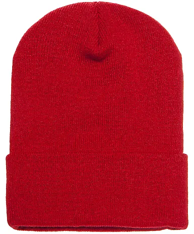 1501 Yupoong Heavyweight Cuffed Knit Cap in Red front view