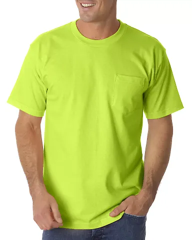 Bayside 1725 USA-Made 50/50 Short Sleeve T-Shirt w Safety Green front view