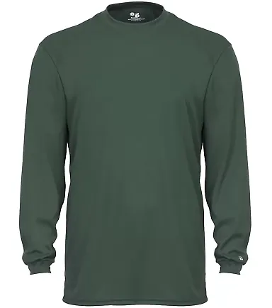 2104 Badger Youth B-Core Long-Sleeve Performance T Forest front view