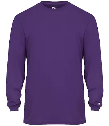 2104 Badger Youth B-Core Long-Sleeve Performance T Purple front view