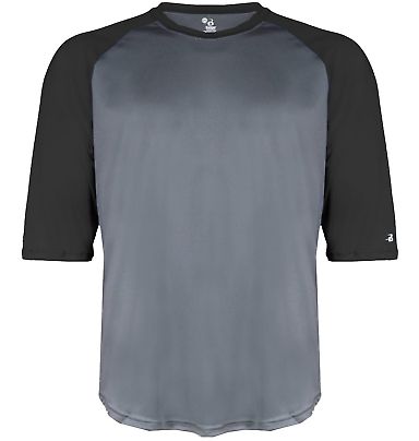 2133 Badger Youth Performance 3/4 Raglan-Sleeve Ba in Graphite/ black front view