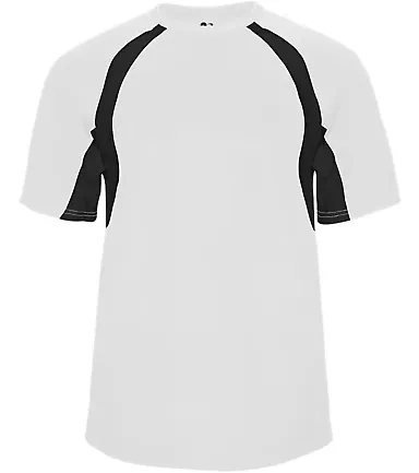 2144 Badger Youth B-Core Two-Tone Hook Tee White/ Black front view