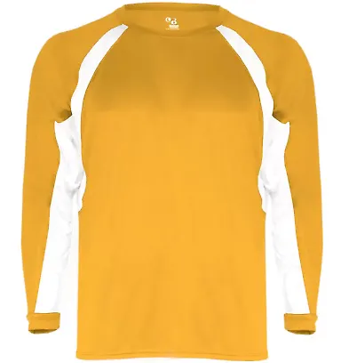 2154 Badger Youth Performance Long-Sleeve Hook Ath Gold/ White front view
