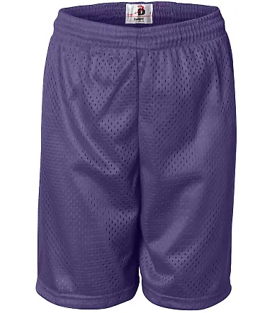 2207 Badger Youth Mesh/Tricot 6-Inch Shorts Purple front view