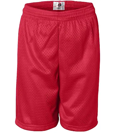 2207 Badger Youth Mesh/Tricot 6-Inch Shorts Red front view