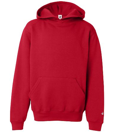 2254 Badger Youth Hooded Sweatshirt in Red front view