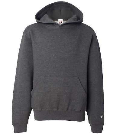 2254 Badger Youth Hooded Sweatshirt in Charcoal front view