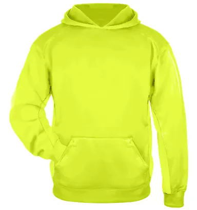 2454 Badger BT5 Youth Performance Hoodie Safety Yellow front view