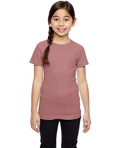 2616 LA T Girls' Fine Jersey Longer Length T-Shirt in Mauvelous front view