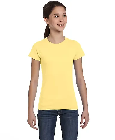 2616 LA T Girls' Fine Jersey Longer Length T-Shirt in Butter front view