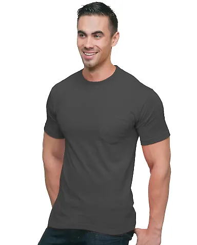 3015 Bayside Adult Union Made Cotton Pocket Tee Charcoal front view