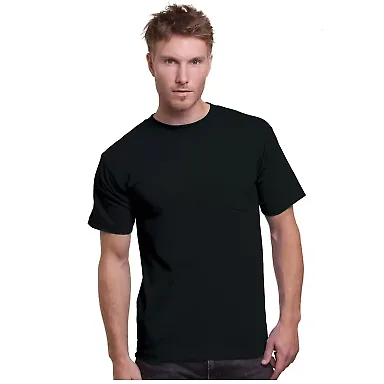 3015 Bayside Adult Union Made Cotton Pocket Tee Black front view