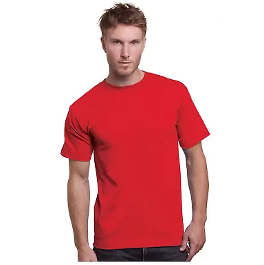 3015 Bayside Adult Union Made Cotton Pocket Tee Red front view