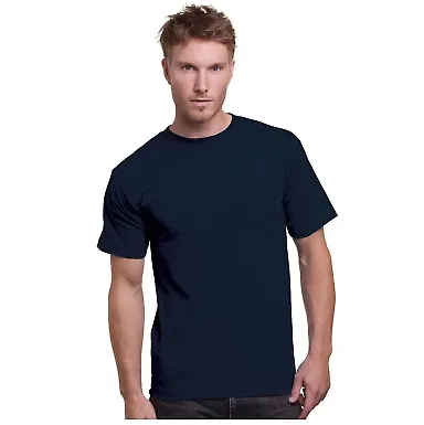 3015 Bayside Adult Union Made Cotton Pocket Tee Navy front view