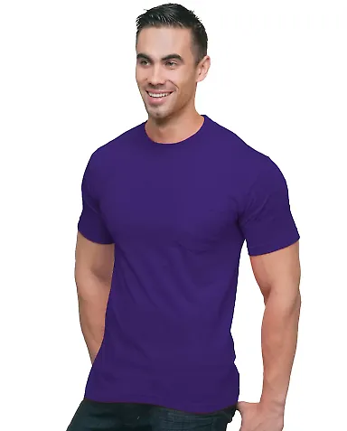 3015 Bayside Adult Union Made Cotton Pocket Tee Purple front view