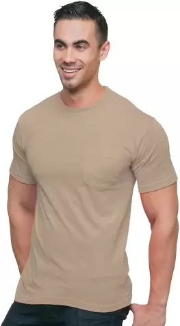 3015 Bayside Adult Union Made Cotton Pocket Tee Sand front view