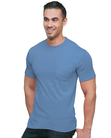 3015 Bayside Adult Union Made Cotton Pocket Tee Carolina Blue front view