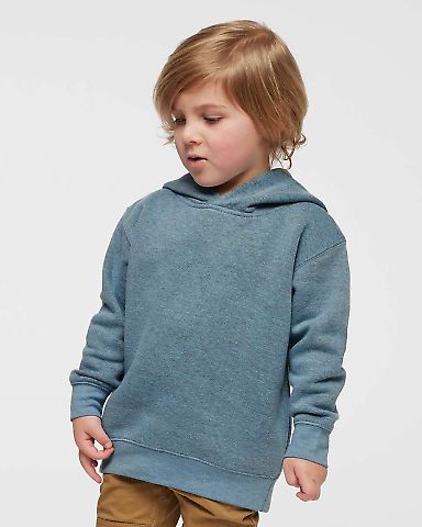 3326 Rabbit Skins Toddler Hooded Sweatshirt with P in Bermuda blackout front view