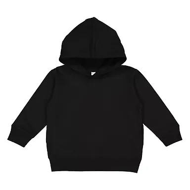 3326 Rabbit Skins Toddler Hooded Sweatshirt with P BLACK front view