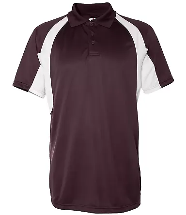 3344 Badger B-Dry Hook Polo Maroon/ White front view