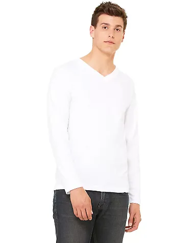 BELLA+CANVAS 3425 Mens Tri-Blend Long Sleeve V-Nec in White front view