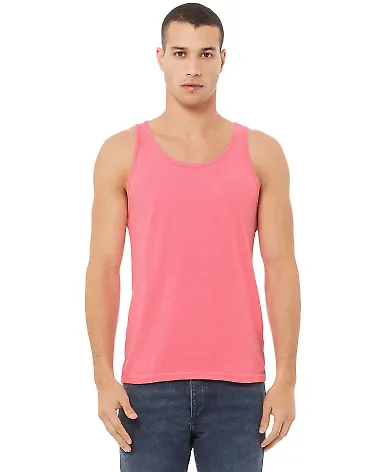 BELLA+CANVAS 3480 Unisex Cotton Tank Top in Neon pink front view