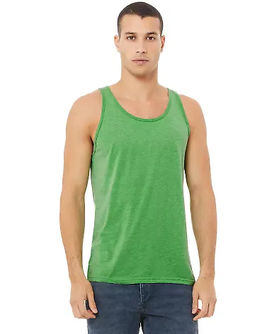 BELLA+CANVAS 3480 Unisex Cotton Tank Top in Green triblend front view