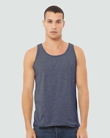 BELLA+CANVAS 3480 Unisex Cotton Tank Top in Heather navy front view