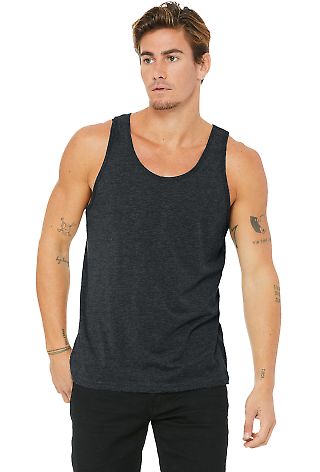 BELLA+CANVAS 3480 Unisex Cotton Tank Top in Dark gry heather front view