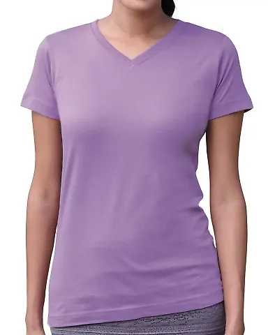 3507 LA T Ladies V-Neck Longer Length T-Shirt in Lavender front view