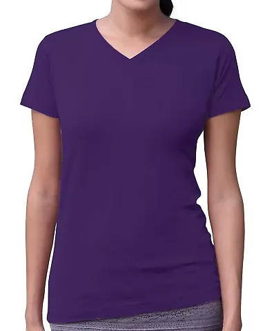 3507 LA T Ladies V-Neck Longer Length T-Shirt in Purple front view