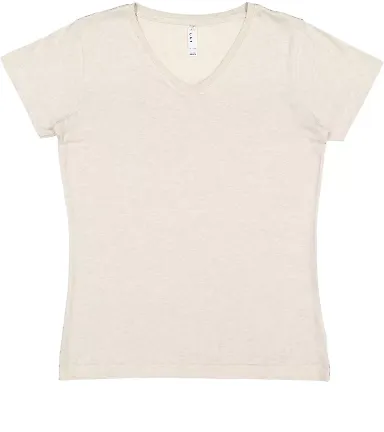 3507 LA T Ladies V-Neck Longer Length T-Shirt in Natural heather front view