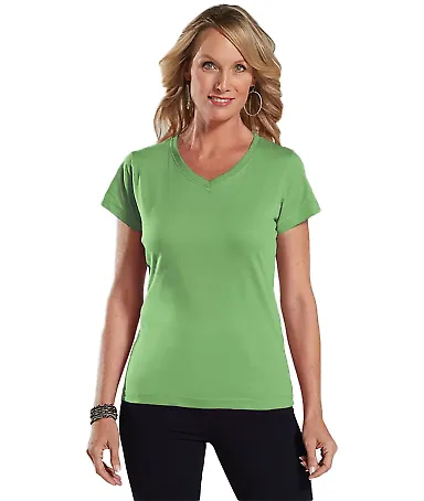 3507 LA T Ladies V-Neck Longer Length T-Shirt in Key lime front view