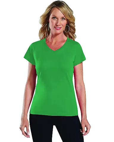3507 LA T Ladies V-Neck Longer Length T-Shirt in Kelly front view