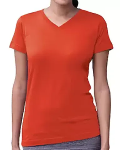 3507 LA T Ladies V-Neck Longer Length T-Shirt in Orange front view